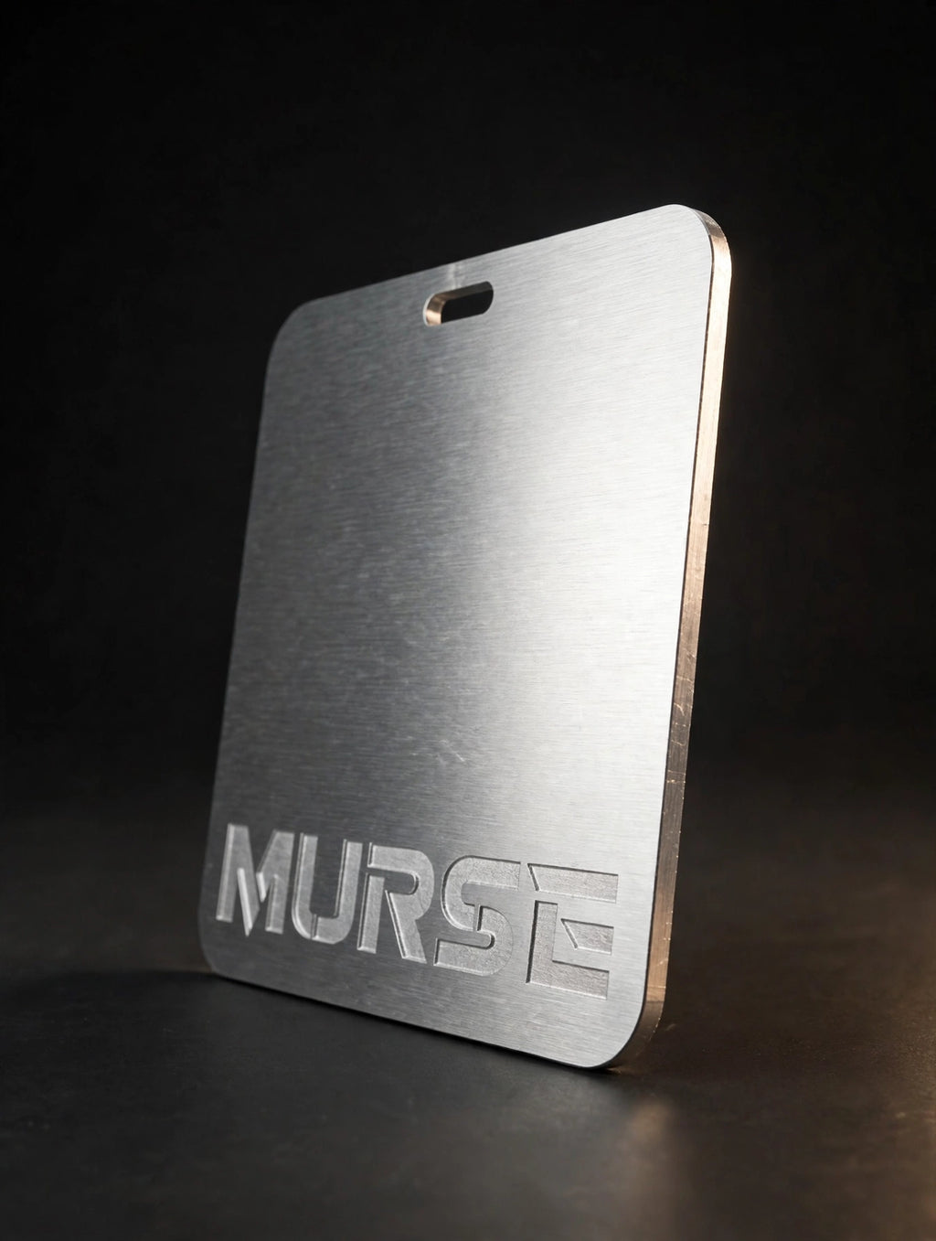 Murse Badge horizontal - side profile showing thin edge on dark background