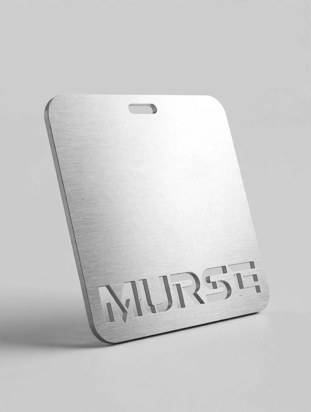 Murse Badge horizontal - tilted studio shot from low three-quarter angle